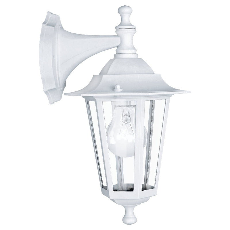 Matt White Outdoor Vintage Down Lantern Wall Light