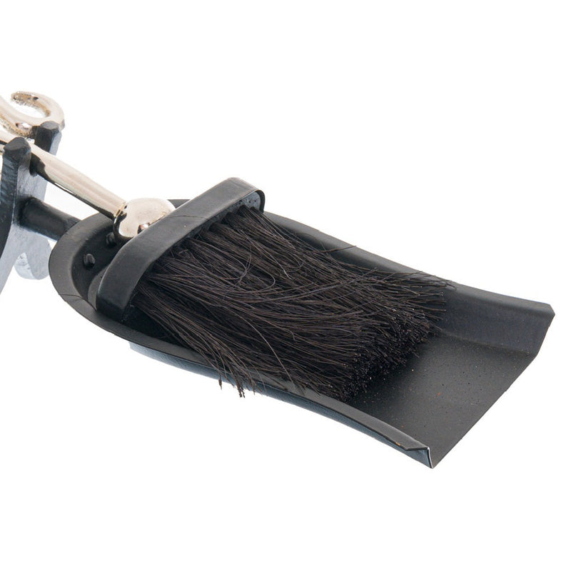 Chrome Brush & Pan Fire Hearth Set