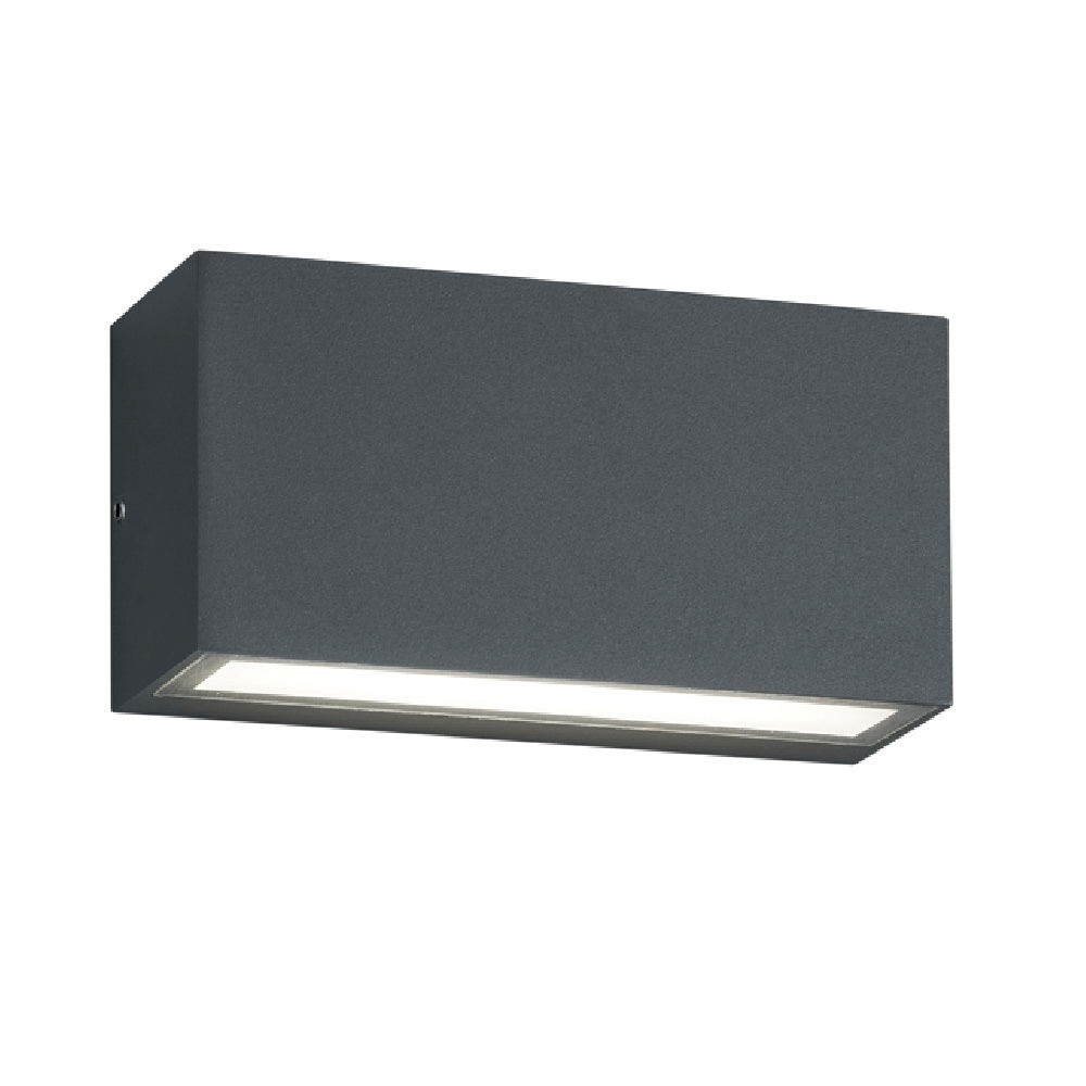 LED Anthracite Outdoor Rectangular Up & Down Wall Light IP65 14cm Wide ...