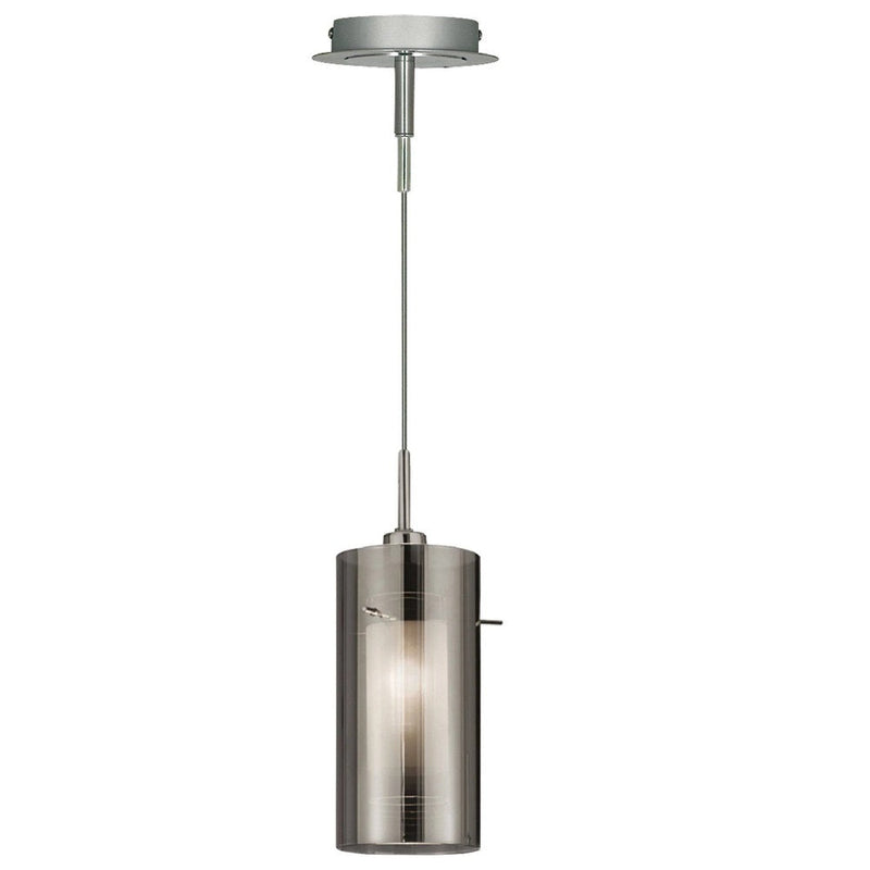Smoked Glass Cylinder Shade Pendant Lighting