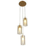 Bronze & Champagne Cylinder Glass Modern 3 Lamp Cluster Pendant Light 26cm