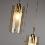 Bronze Modern Glass Cylinder Pendant Stair Case Light