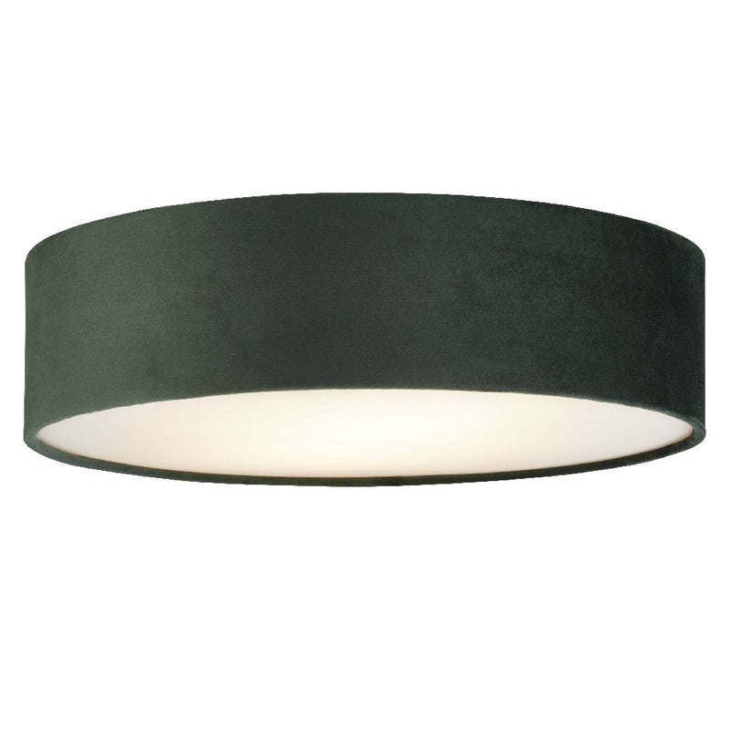 Green Velvet & Opal Diffuser Vintage Round Flush Drum Light 38cm