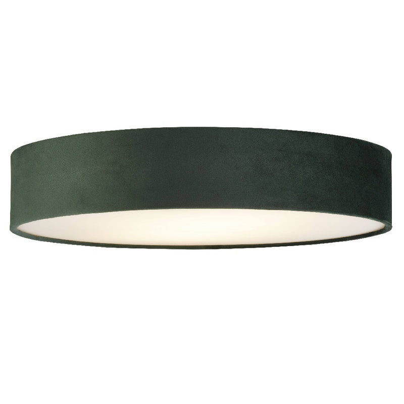 Green Velvet & Opal Diffuser Vintage Round Flush Drum Light 50cm