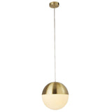 Satin Brass & Opal Glass Sphere Pendant Light