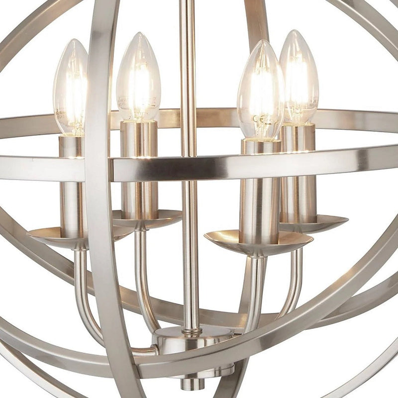 Vintage Metal Banded 4 Lamp Pendant Ceiling Light