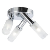 LED Polished Chrome & Frosted Glass Bathroom 3 Lamp Round Flush Light 24cm