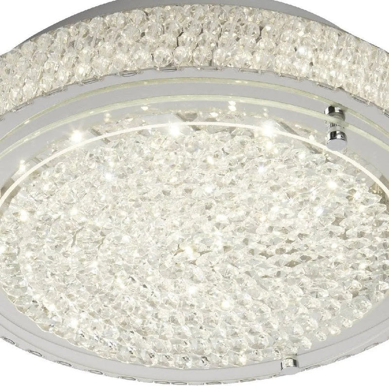 Chrome & Crystal Circular Flush Light