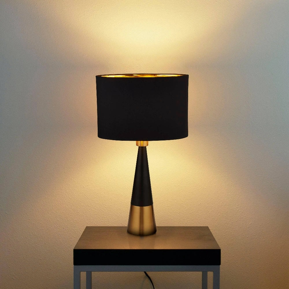 Satin Copper & Black Modern Table Lamp