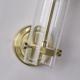 Satin Brass & Clear Cylindrical Glass Uplight Bathroom Lighting
