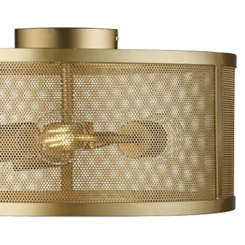 Satin Gold Mesh Cage Flush Light