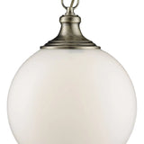 Aged Brass & White Frosted Orb Pendant Light