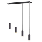 Matt Black Contemporary Round Slimline 4 Lamp Bar Pendant Ceiling Light