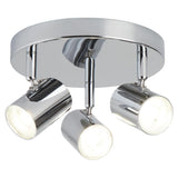 LED Chrome Modern 3 Lamp Round Plate Cylinder Head Spotlight 260mm