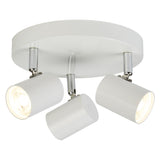 LED White Modern 3 Lamp Round Plate Cylinder Head Spotlight 260mm