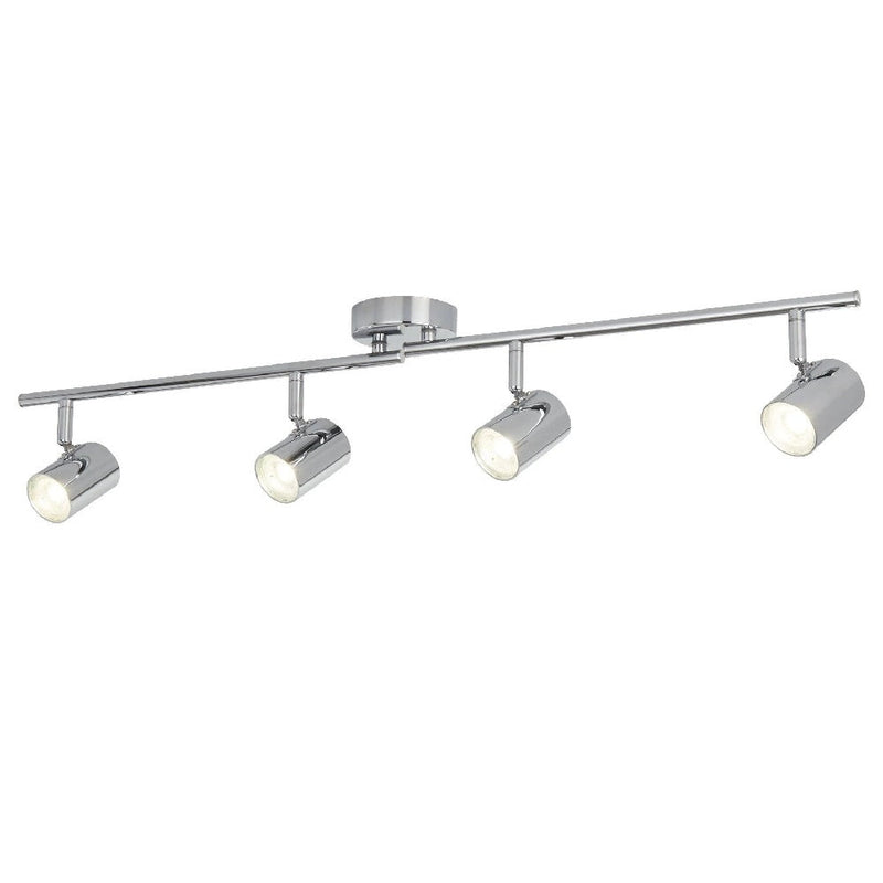 LED Polished Chrome Modern 4 Lamp Cylinder Head Split Bar Spotlight 77cm