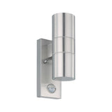 Britalia BR32898 LED Stainless Steel Outdoor Cylinder Up & Down Wall Light with PIR IP44