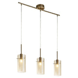 Bronze & Champagne Cylinder Glass Modern 3 Lamp Bar Pendant Light 71cm