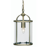 Oaks 351/1 AB Fern Antique Brass 1 Lamp Lantern Pendant with Glass Panels