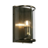 Oaks 351 WB AB Fern Antique Brass Flush Lantern Wall Light with Glass Panels