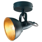 Oaks 416/1 BK Black & Gold Foil Inner Vintage Dome 1 Lamp Spot Light