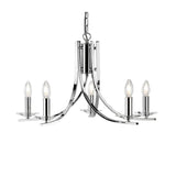 Polished Chrome 5 Lamp Twist Arms Pendant Light with Clear Glass Sconces 620mm