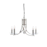 Satin Chrome 5 Lamp Twist Arms Pendant Light with Clear Glass Sconces 620mm