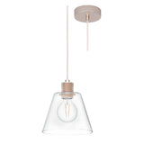 Rose Gold & Clear Pyramid Glass Pendant Ceiling Light 20cm