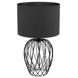 Black Vintage Bird Cage Wire Table Lamp with Drum Lampshade