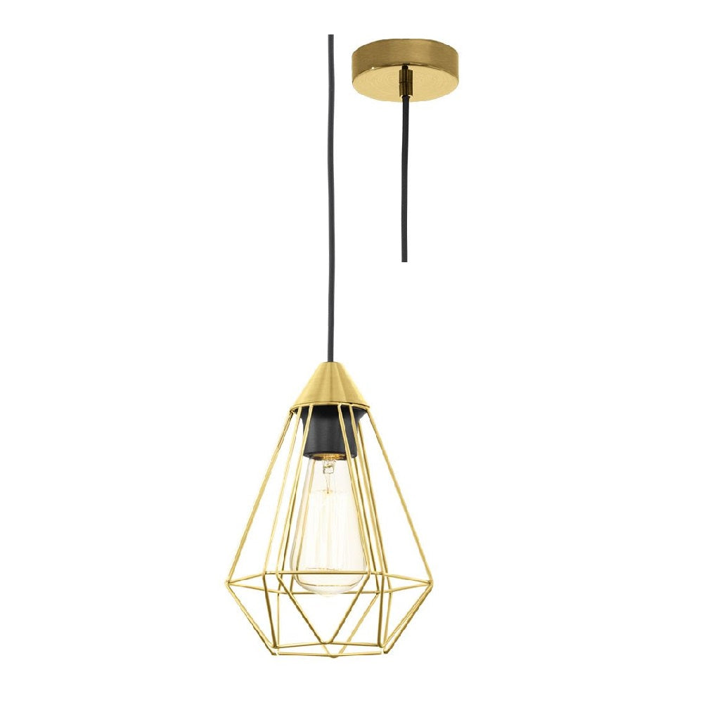 Brushed Brass Wire Cage Shade Vintage Pendant 175mm
