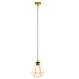 Brass Vintage Bird Cage Pendant Light with Black Cable