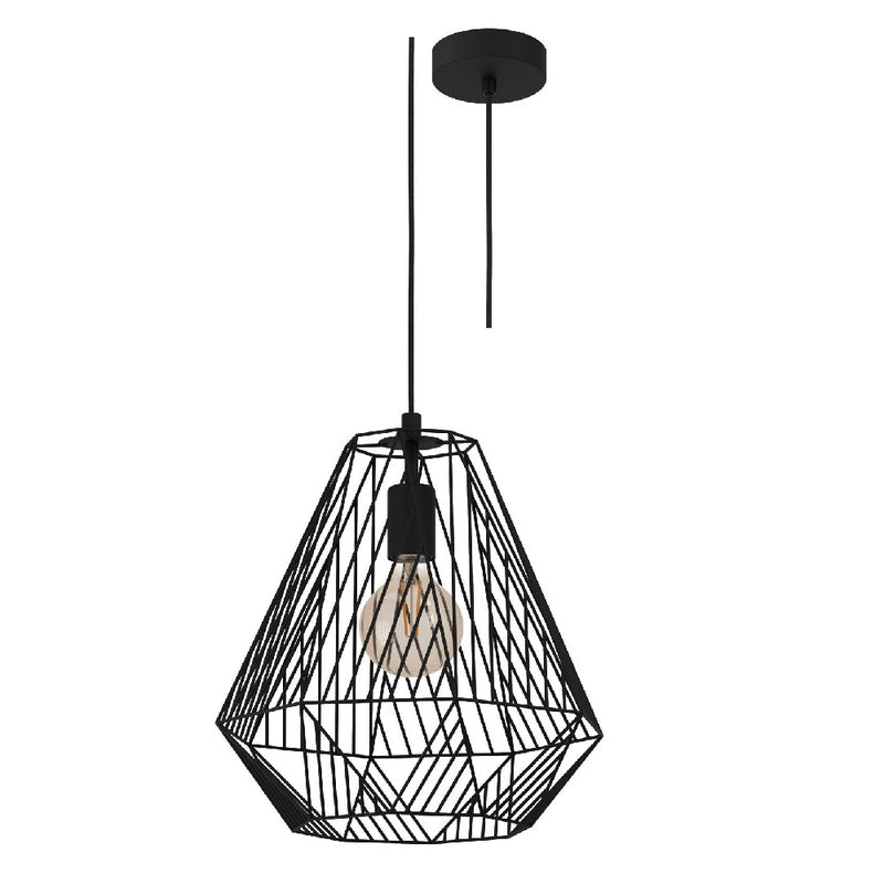 Black Wire Mesh Cage Shade Vintage Pendant 33cm