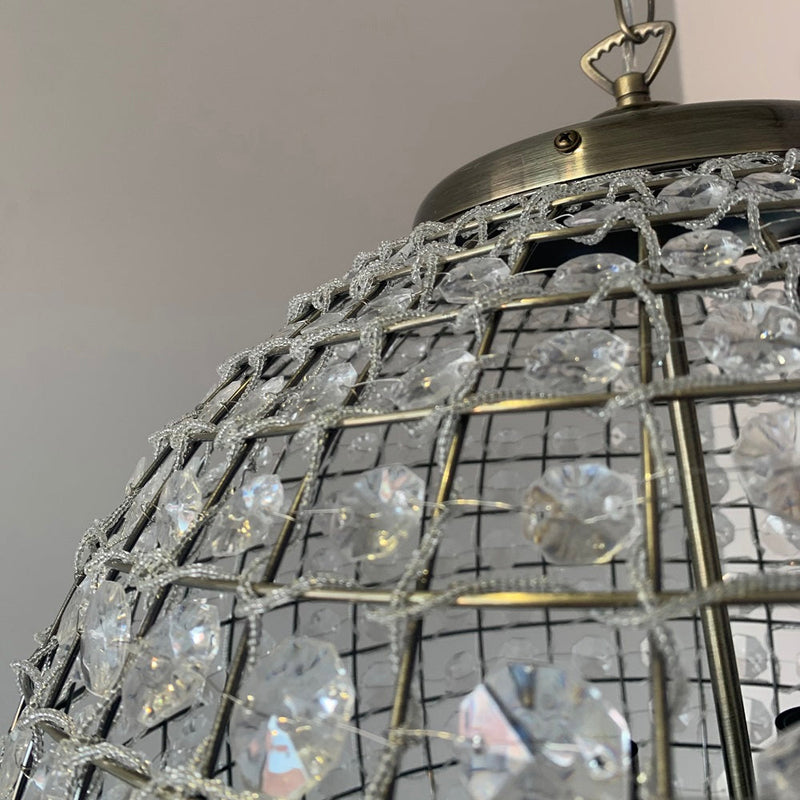 Brass & Crystal Globe Pendant Light