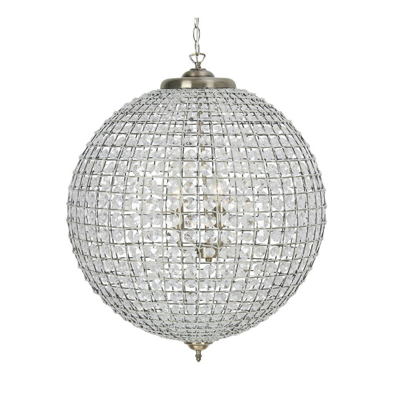 Antique Brass & Crystal 3 Lamp Round Pendant 600mm