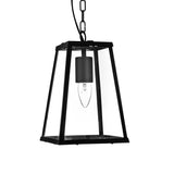 Matt Black 1 Lamp Tapered Rectangle Lantern Pendant Light with Glass