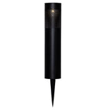 LED Black Solar Power Outdoor Modern Cylindrical Spike Post Light 390mm
