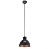 Eglo 49238 Vintage Black & Copper Inner 1 Lamp Domed Pendant Light