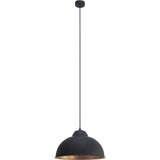 Eglo 49247 Vintage Black & Copper Inner 1 Lamp Domed Pendant Light
