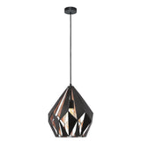 Matt Black & Copper Inner Vintage Contemporary 1 Lamp Pendant Ceiling Light 1100mm