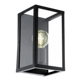Black & Clear Glass 1 Lamp Rectangular Flush Wall Light