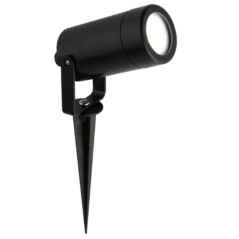 Black Outdoor Modern Cylinder Ground Spike Garden Spotlight IP44