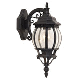 Black & Clear Glass Outdoor Vintage Coach Down Lantern Wall Light 