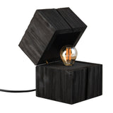 Black Wooden Vintage Cube Table Desk Lamp 16cm