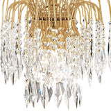 Yellow Gold & Cut Glass Crystal Bead Pendant Ceiling Lighting