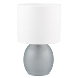 Grey Glass Vintage Retro Table Lamp with White Shade 29cm