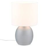 Grey Glass & White Shade Table Lamp