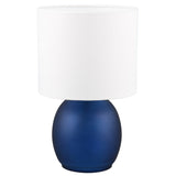 Blue Glass Vintage Retro Table Lamp with White Shade 29cm