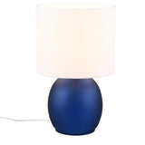 Blue Glass & White Shade Table Lamp