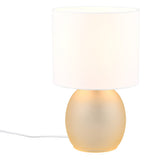 Amber Glass & White Shade Table Lamp