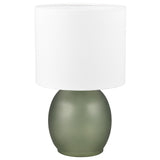 Green Glass Vintage Retro Table Lamp with White Shade 29cm